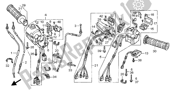 Todas as partes de Interruptor E Cabo do Honda GL 1500 SE 1999