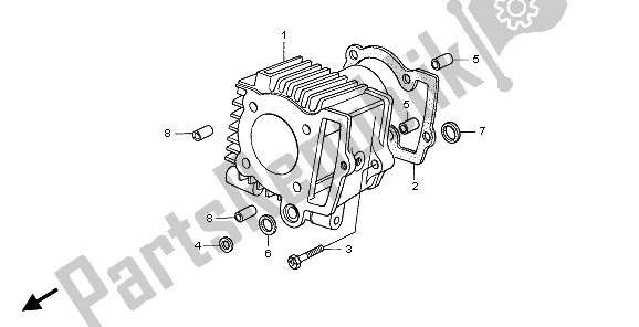 All parts for the Cylinder of the Honda XR 70R 2000