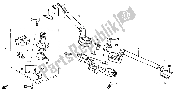 Todas las partes para Manejar Tubo Y Puente Superior de Honda VFR 750F 1991