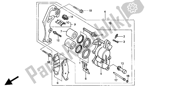 Toutes les pièces pour le étrier De Frein Avant du Honda XR 600R 1993