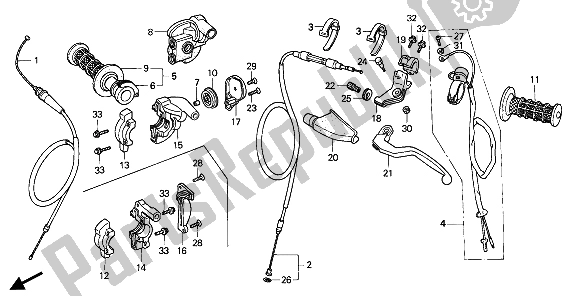 Todas las partes para Manejar Palanca E Interruptor Y Cable de Honda CR 250R 1991