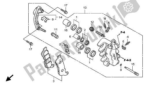 All parts for the Front Brake Caliper of the Honda SH 150 2011