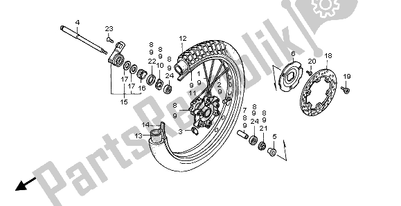 All parts for the Front Wheel of the Honda FX 650 1999