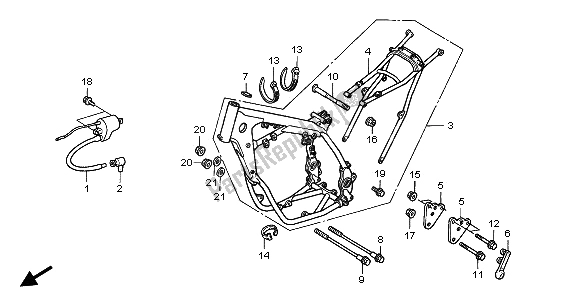 Todas as partes de Corpo Da Moldura do Honda CR 500R 2000