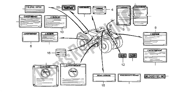 Wszystkie części do Etykieta Ostrzegawcza Honda TRX 400 FW Fourtrax Foreman 2001