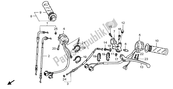 All parts for the Handle Lever & Switch & Cable of the Honda NT 700V 2009