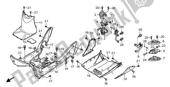 All parts for the Floor Panel & Pillion Step of the Honda SH 125 2011