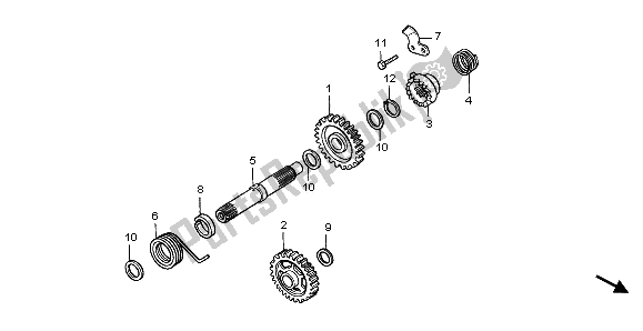 All parts for the Kick Starter Spindle of the Honda CR 125R 2000