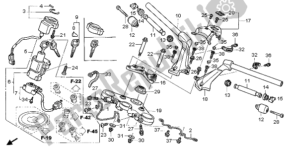 Alle onderdelen voor de Handvatpijp & Hoogste Brug van de Honda ST 1300A 2007