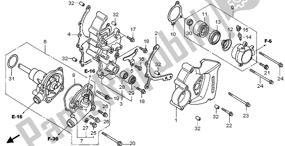 Alle onderdelen voor de Waterpomp van de Honda VFR 800A 2006