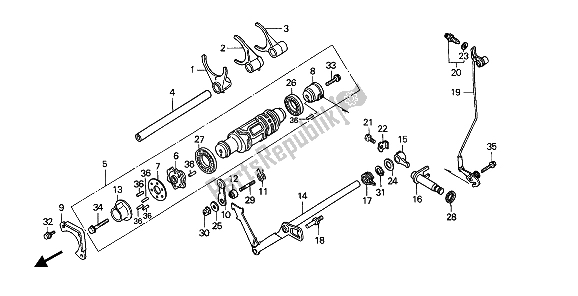 Tutte le parti per il Tamburo Del Cambio E Forcella Del Cambio del Honda GL 1500 1989