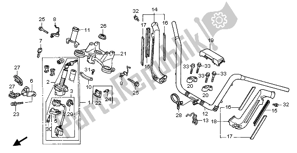 Tutte le parti per il Gestire Il Tubo E Il Ponte Superiore del Honda GL 1500 SE 1997