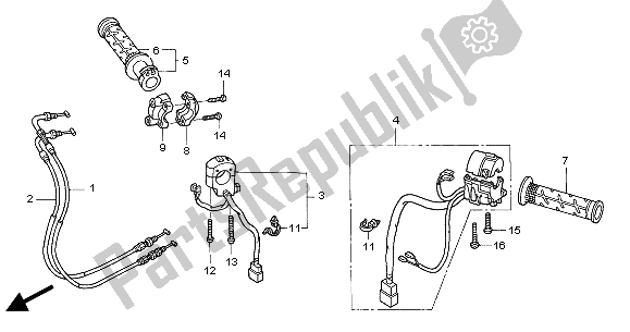 All parts for the Switch & Cable of the Honda CBR 1000 RR 2004