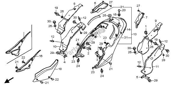 Tutte le parti per il Coprisella E Rivestimento Laterale del Honda XL 1000V 2011