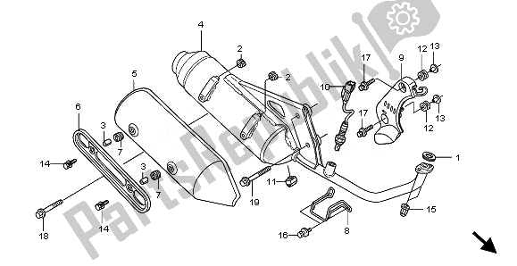 All parts for the Exhaust Muffler of the Honda SH 150 2010