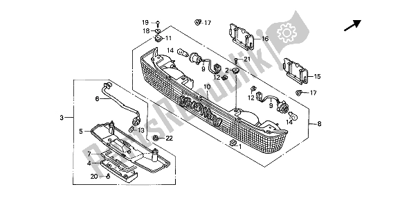 All parts for the Trunk Light & License Light of the Honda GL 1500 1990