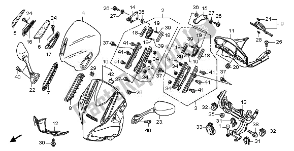 All parts for the Upper Cowl of the Honda CBF 1000F 2011