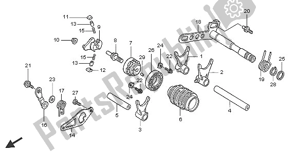 All parts for the Gearshift Drum of the Honda CRF 250X 2005