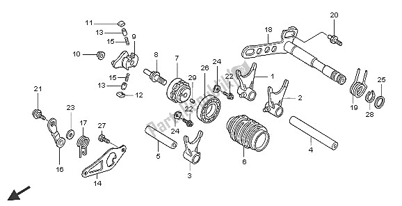 All parts for the Gearshift Drum of the Honda CRF 250X 2005