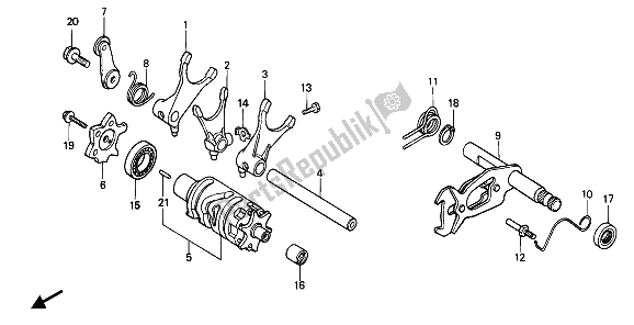 All parts for the Shift Drum of the Honda XR 600R 1987
