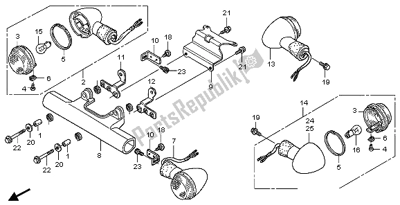 All parts for the Winker of the Honda VTX 1300S 2007