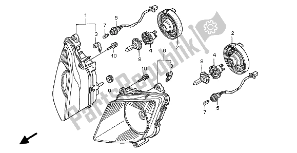 All parts for the Headlight (eu) of the Honda VTR 1000 SP 2003