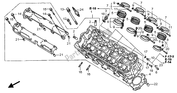 All parts for the Cylinder Head of the Honda CB 600F2 Hornet 2002