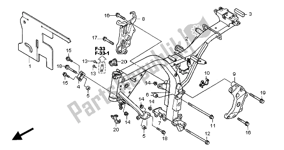 Tutte le parti per il Corpo Del Telaio del Honda CB 600F Hornet 2005