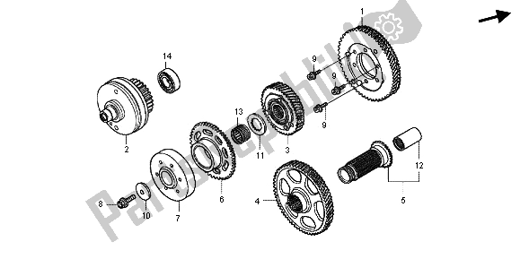 All parts for the Primary Drive Gear of the Honda GL 1800 2013