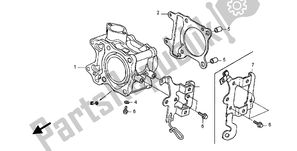 All parts for the Cylinder of the Honda WW 125 EX2 2012