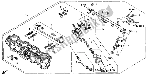 Alle onderdelen voor de Gasklephuis (assy.) van de Honda CBR 600F 2007