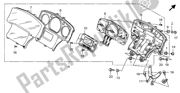 All parts for the Meter Without Navigation (mph) of the Honda GL 1800 2007