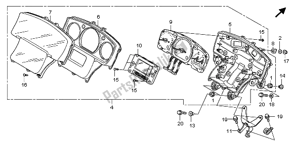 All parts for the Meter Without Navigation (mph) of the Honda GL 1800 2007