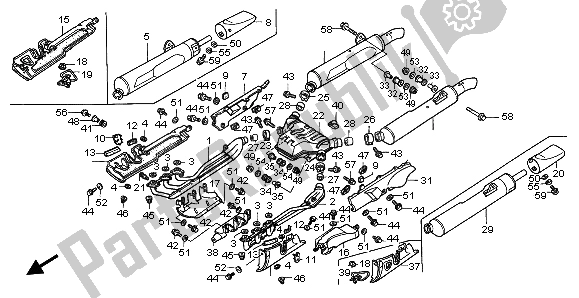 All parts for the Exhaust Muffler of the Honda GL 1500 SE 1999