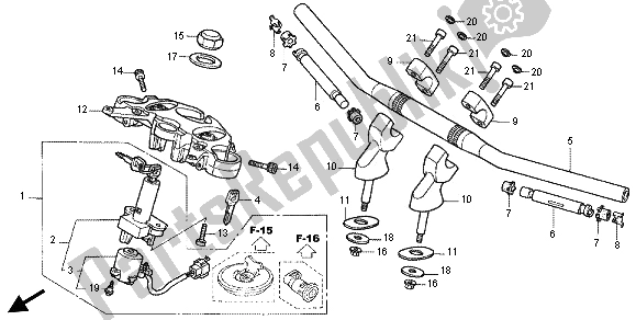 All parts for the Handle Pipe & Top Bridge of the Honda CB 1300X4 1997