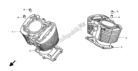 Tutte le parti per il Cilindro del Honda VT 1100C2 1999