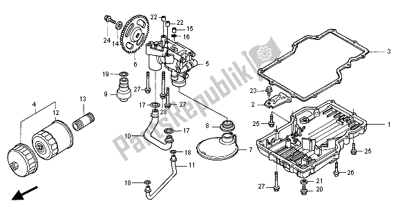 Toutes les pièces pour le Carter D'huile Et Pompe à Huile du Honda CB 750F2 2001