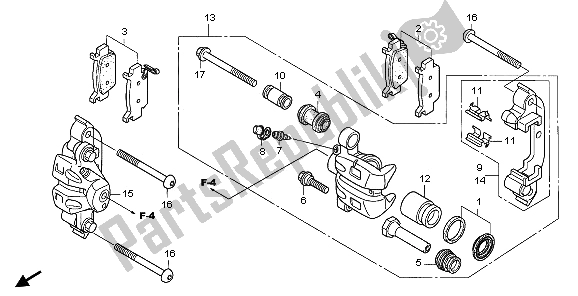 All parts for the Front Brake Caliper of the Honda TRX 680 FA Fourtrax Rincon 2009