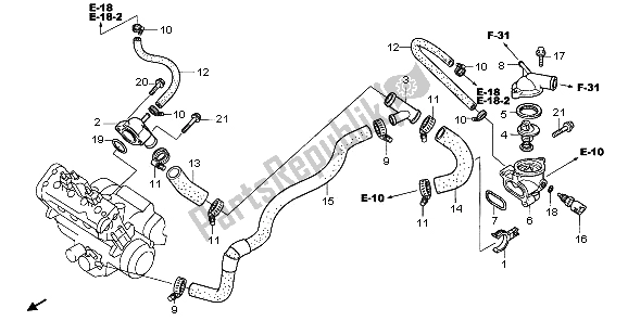 All parts for the Thermostat of the Honda CBR 600 RR 2006