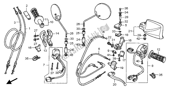 Tutte le parti per il Interruttore E Cavo del Honda XL 650V Transalp 2001