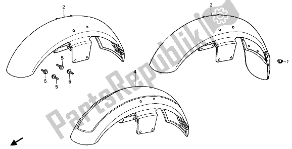 All parts for the Front Fender of the Honda VT 1100C 1994