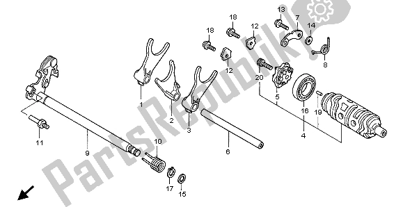 All parts for the Gearshift Drum of the Honda XL 1000V 1999