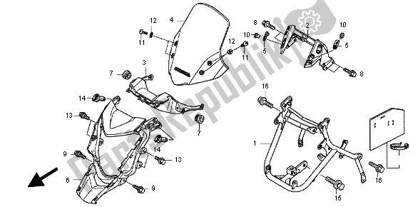 Tutte le parti per il Cappuccio Anteriore del Honda NC 700 XA 2012