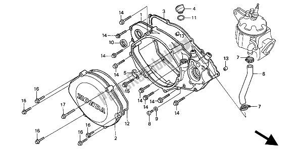 All parts for the Right Crankcase Cover of the Honda CR 500R 2 1993