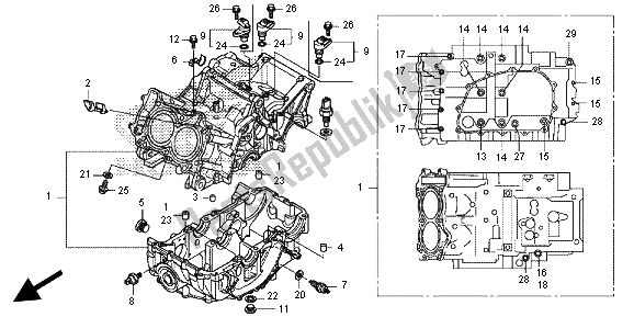 Tutte le parti per il Carter del Honda NC 700 SA 2012