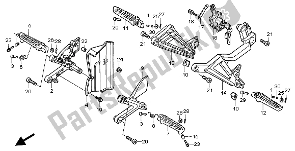 Alle onderdelen voor de Stap van de Honda VFR 750F 1996