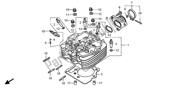 All parts for the Cylinder Head of the Honda XR 400R 2000