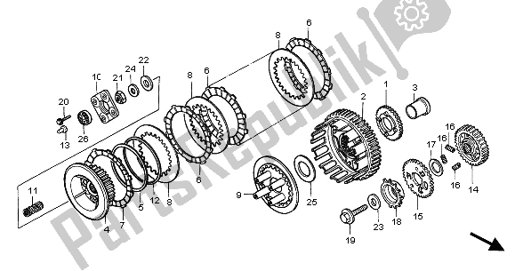 Todas as partes de Embreagem do Honda VT 750C2 2001