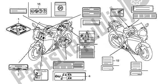 Wszystkie części do Etykieta Ostrzegawcza Honda VFR 1200 FDA 2010