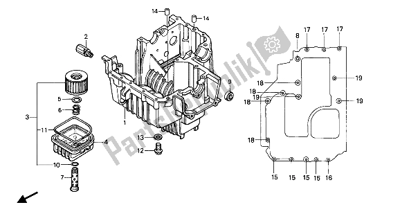 All parts for the Lower Crankcase of the Honda CB 450S 1986